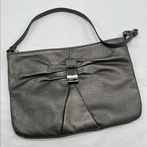 Audrey Brooke Silver Leather Shoulder Bag
